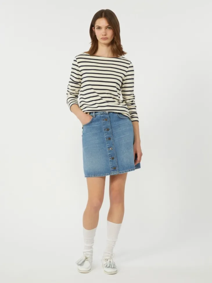 Striped cotton T-shirt - IVORY