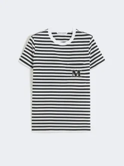Striped jersey T-shirt - BLACK