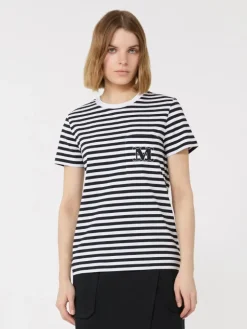 Striped jersey T-shirt - BLACK