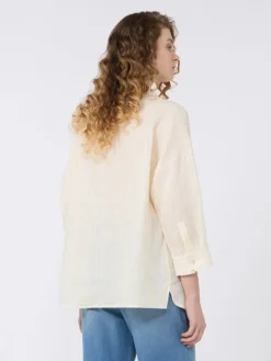 Striped linen canvas shirt - LIGHT YELLOW