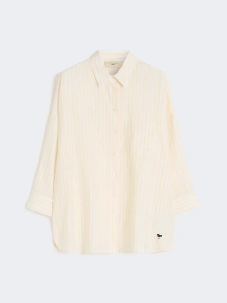 Striped linen canvas shirt - LIGHT YELLOW