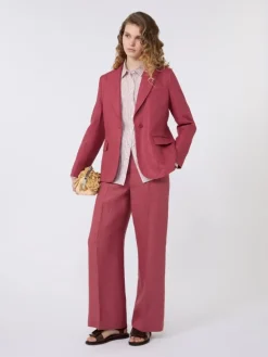 Striped linen canvas shirt - ANTIQUE ROSE