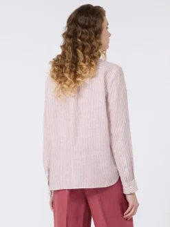 Striped linen canvas shirt - ANTIQUE ROSE