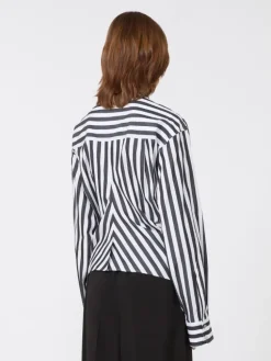 Striped poplin shirt - BLACK