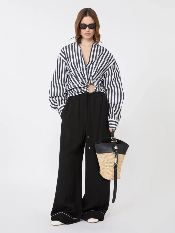 Striped poplin shirt - BLACK