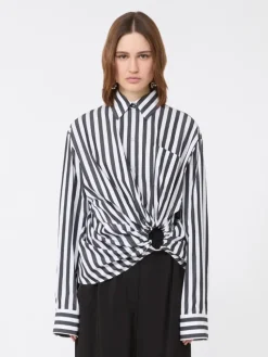 Striped poplin shirt - BLACK