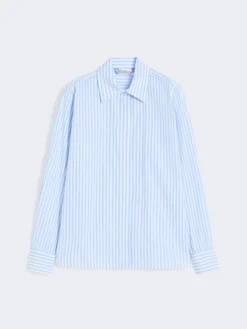 Striped poplin shirt - LIGHT BLUE