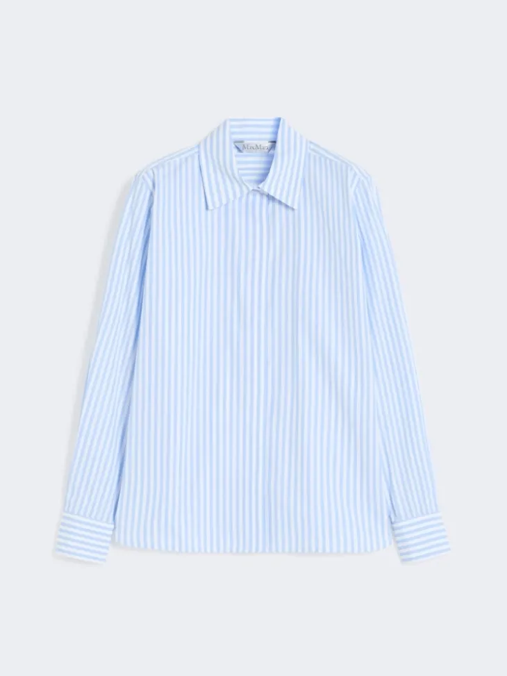 Striped poplin shirt - LIGHT BLUE