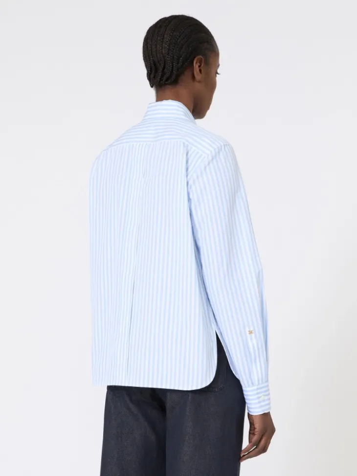 Striped poplin shirt - LIGHT BLUE