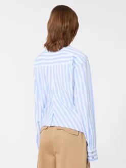Striped poplin shirt - LIGHT BLUE