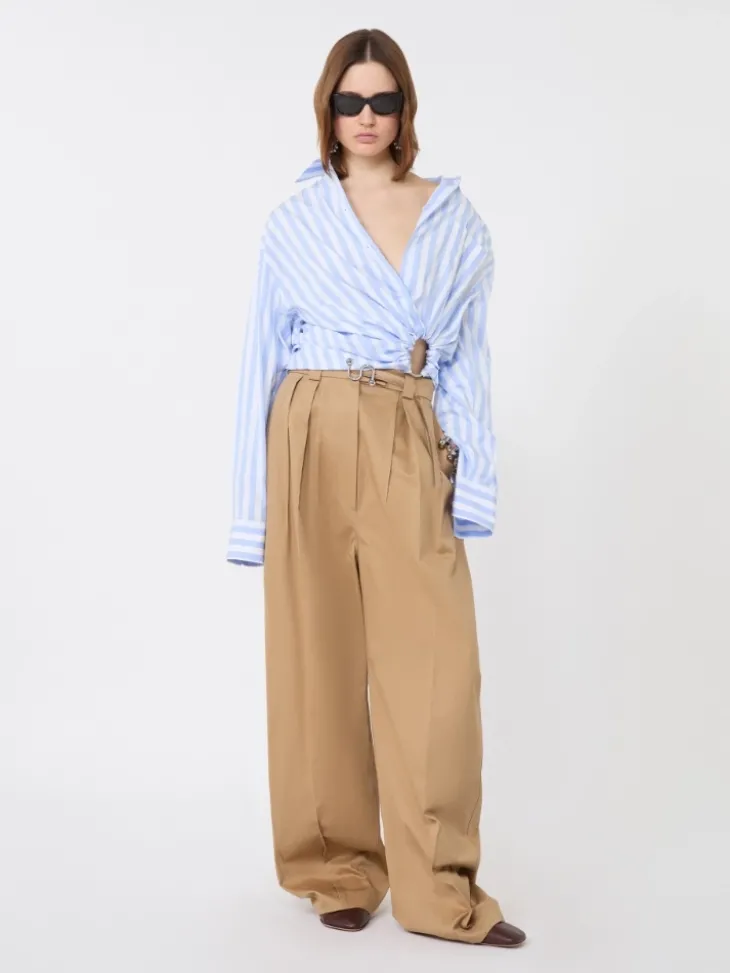 Striped poplin shirt - LIGHT BLUE