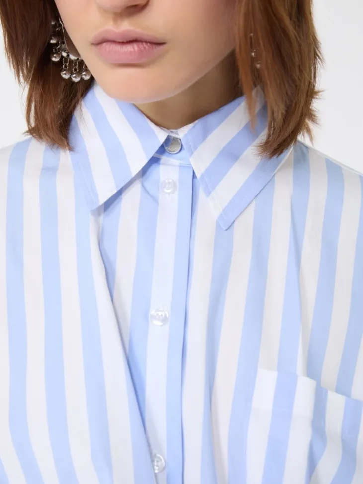 Striped poplin shirt - LIGHT BLUE