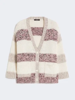 Striped wool and cotton cardigan - SAND