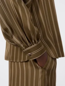Stripe-print silk blouse - KAKI