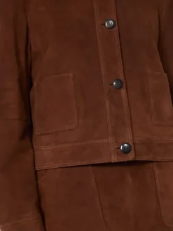 Suede boxy jacket - CHOCOLATE