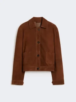 Suede boxy jacket - CHOCOLATE