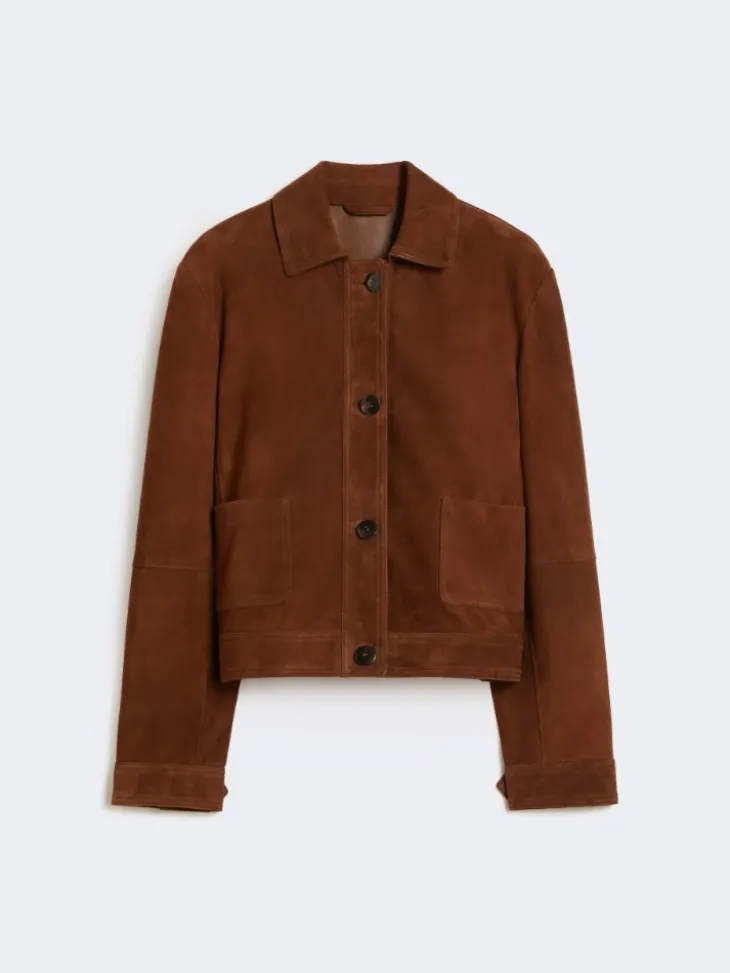 Suede boxy jacket - CHOCOLATE