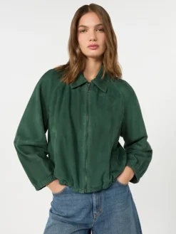 Suede jacket - DARK GREEN