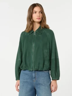 Suede jacket - DARK GREEN