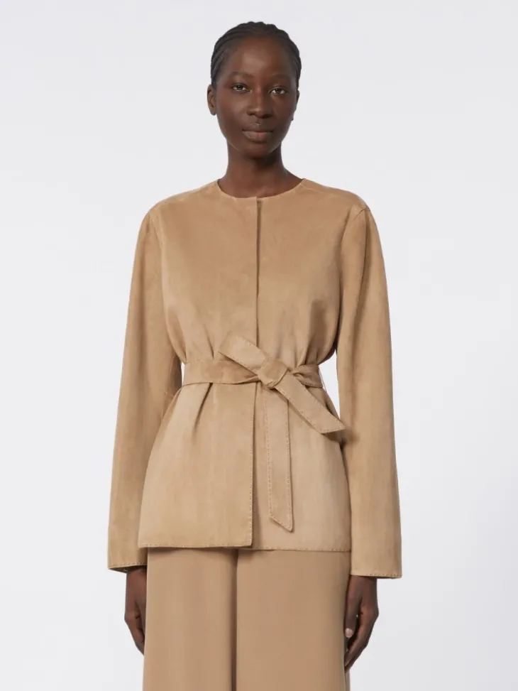 Suede jacket - HAZELNUT BROWN