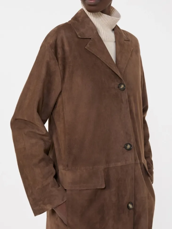Suede overcoat - BROWN