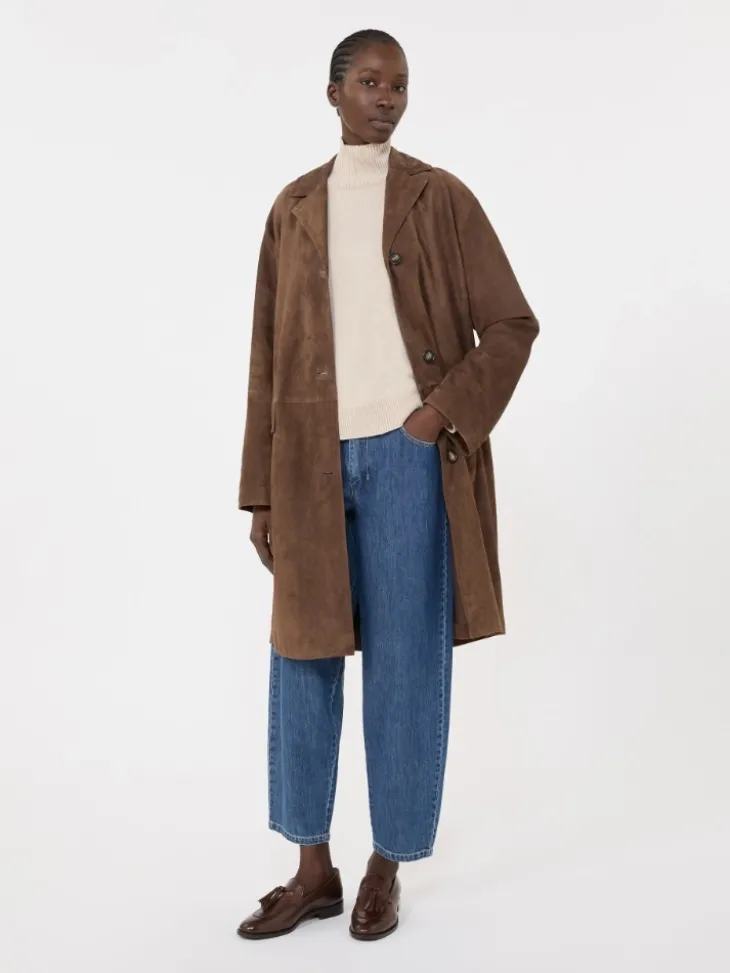 Suede overcoat - BROWN