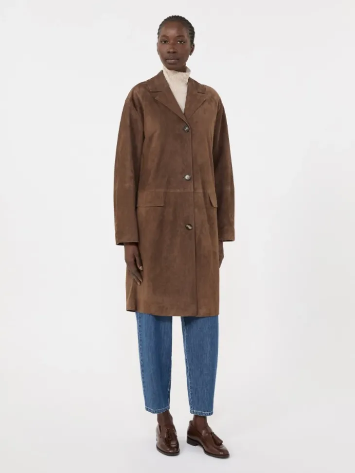 Suede overcoat - BROWN