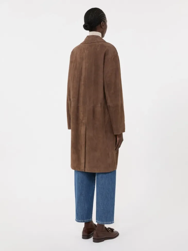 Suede overcoat - BROWN