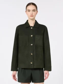 Suede shirt jacket - GREEN