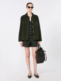 Suede shirt jacket - GREEN