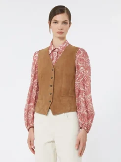 Suede waistcoat - BROWN