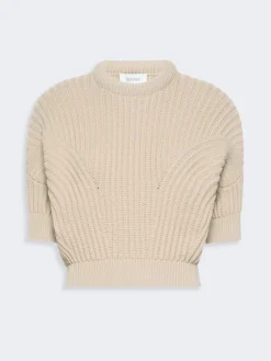 Sunburst-patterned cotton-blend sweater - BEIGE