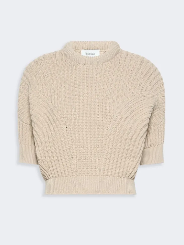 Sunburst-patterned cotton-blend sweater - BEIGE