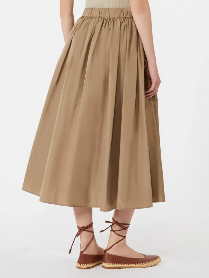 Taffeta midi skirt - KAKI