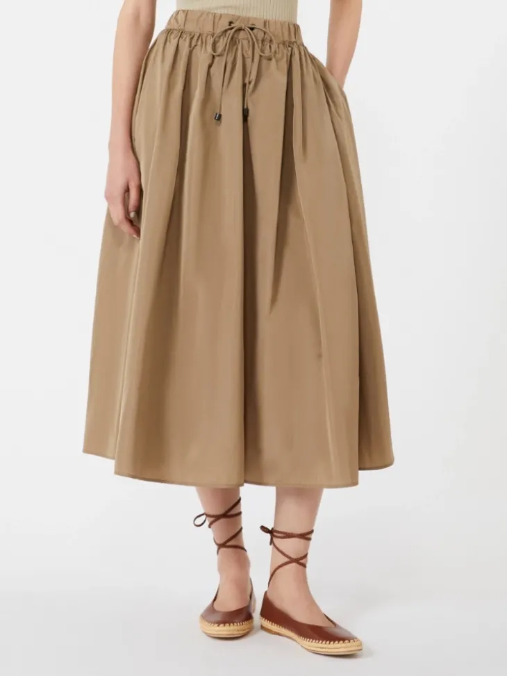 Taffeta midi skirt - KAKI