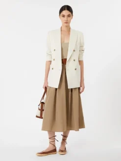 Taffeta midi skirt - KAKI