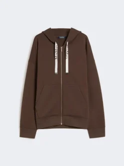 Technical jersey zip-up sweatshirt - CHOCOLATE