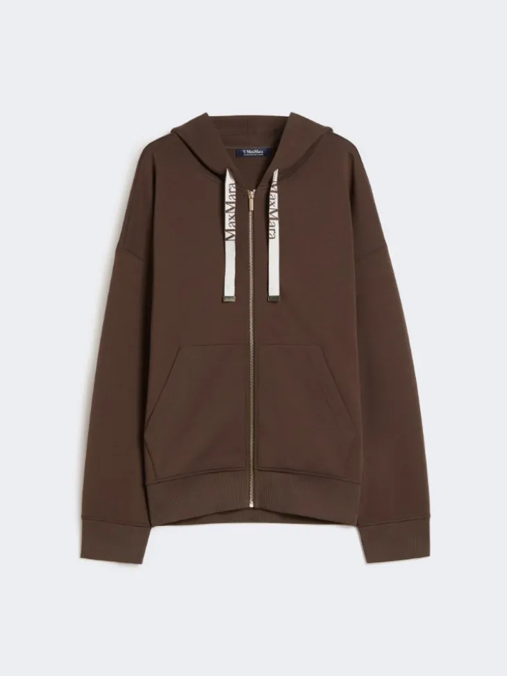 Technical jersey zip-up sweatshirt - CHOCOLATE