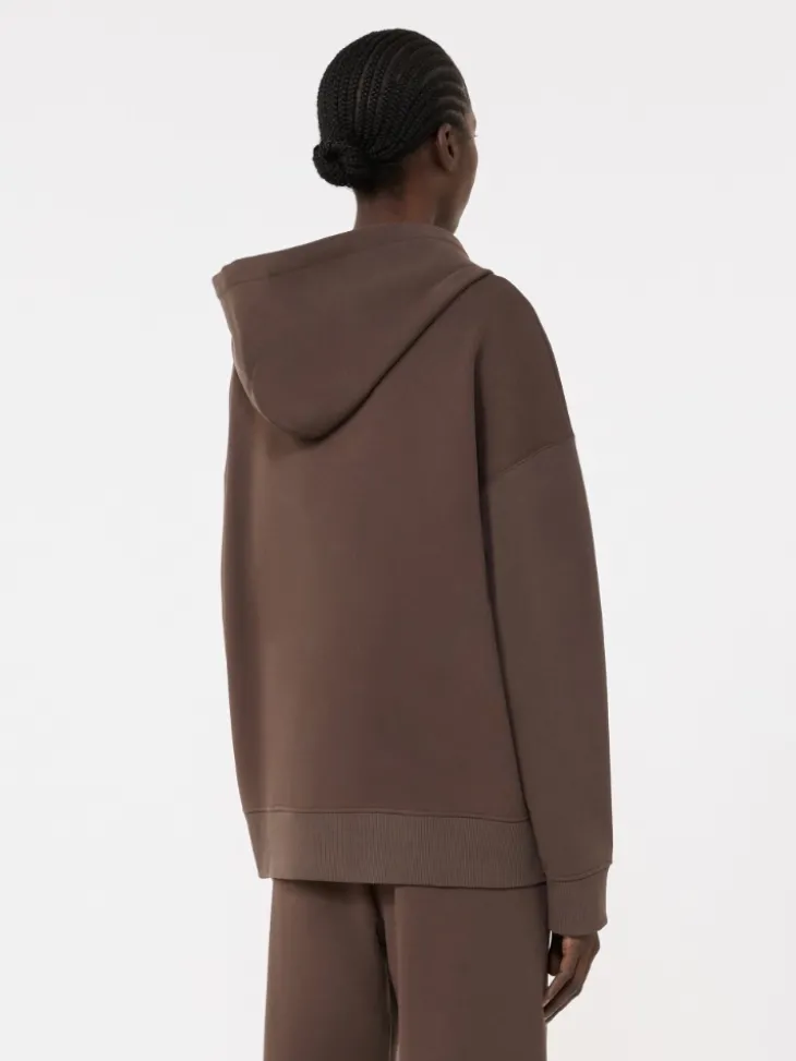 Technical jersey zip-up sweatshirt - CHOCOLATE