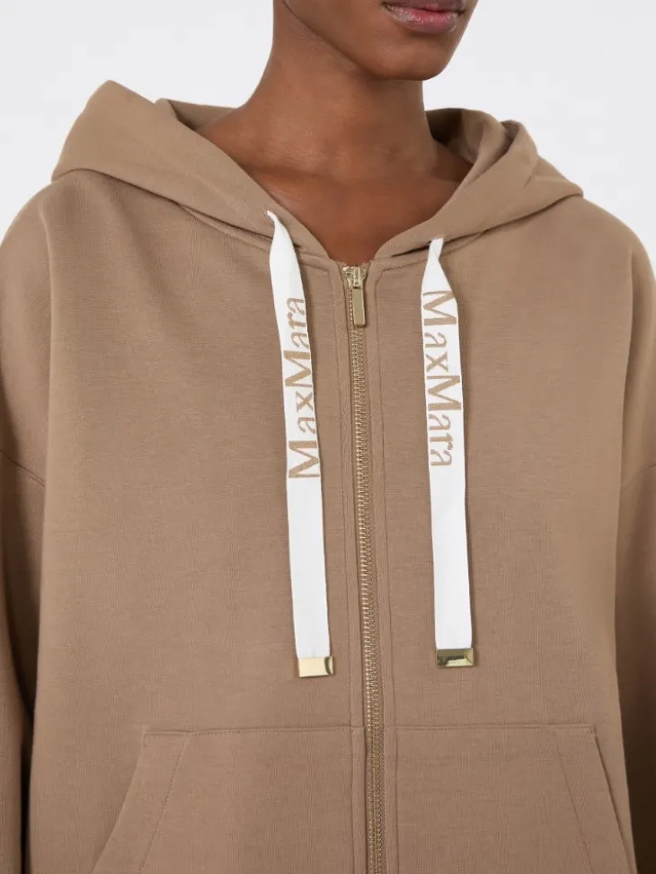 Technical jersey zip-up sweatshirt - CAMEL