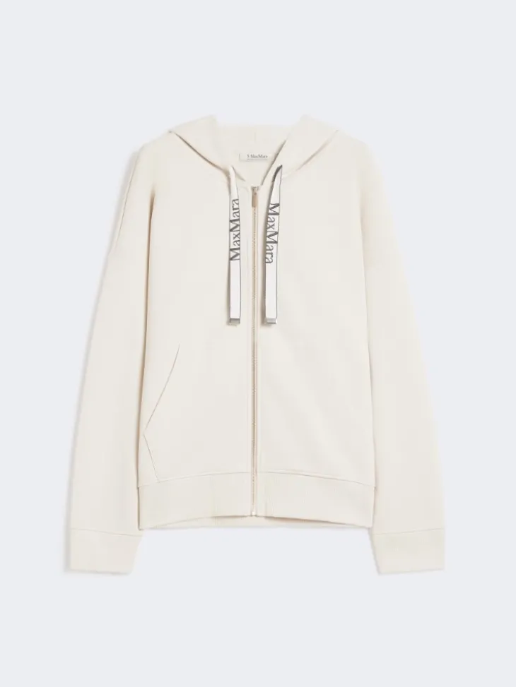Technical jersey zip-up sweatshirt - ECRU