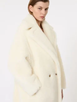 Teddy Bear Icon Coat in alpaca and wool - WHITE