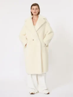 Teddy Bear Icon Coat in alpaca and wool - WHITE