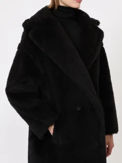Teddy Bear Icon Coat in alpaca and wool - BLACK