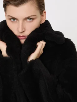 Teddy Bear Icon Coat in alpaca and wool - BLACK