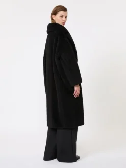 Teddy Bear Icon Coat in alpaca and wool - BLACK