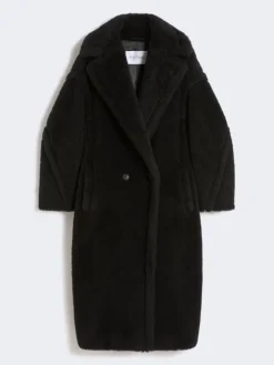 Teddy Bear Icon Coat in alpaca and wool - BLACK