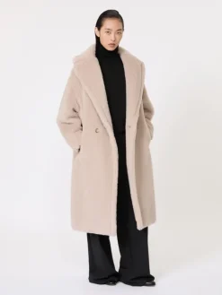 Teddy Bear Icon Coat in alpaca and wool - SAND