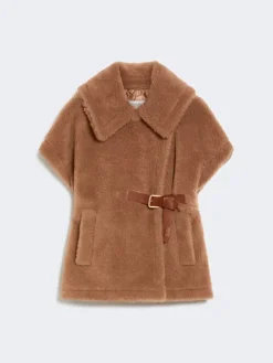 Teddy fabric cape - CAMEL