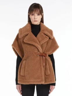 Teddy fabric cape - CAMEL